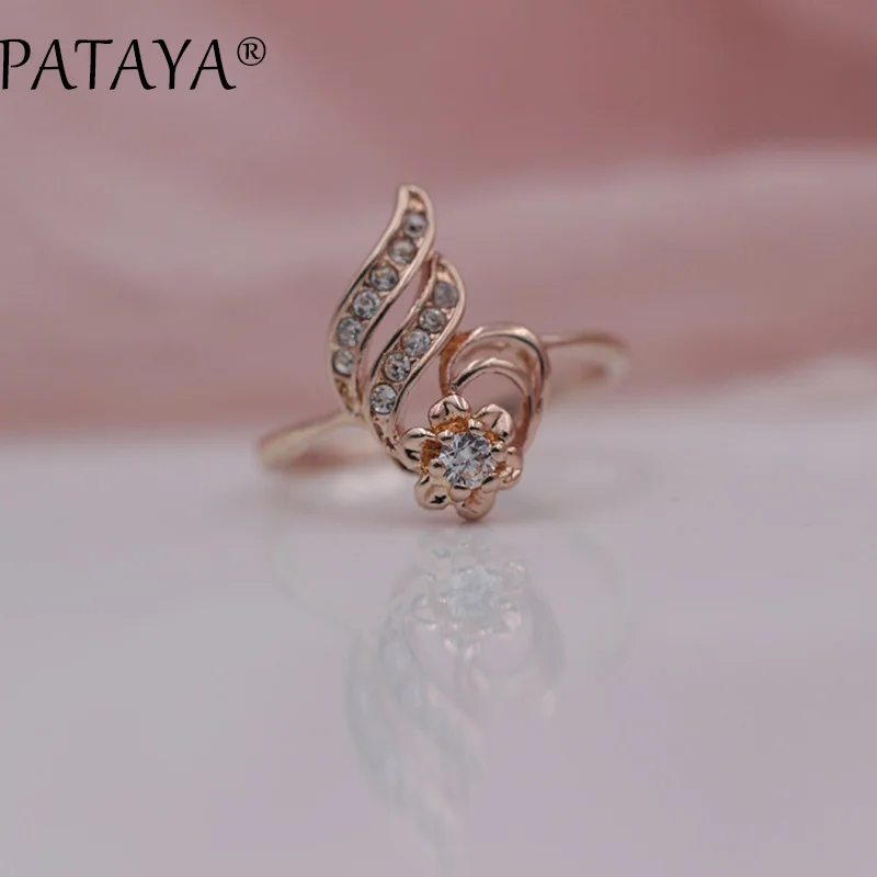 11.11 PATAYA New Special Price Women Daily Rings 585 Rose Gold Color Natural Zircon Wedding Fashion Jewelry White Pearls Rings