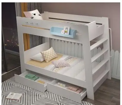 Children simple bed up and down parallel high and low bed students up and down wooden bed up and down the same width double-deck