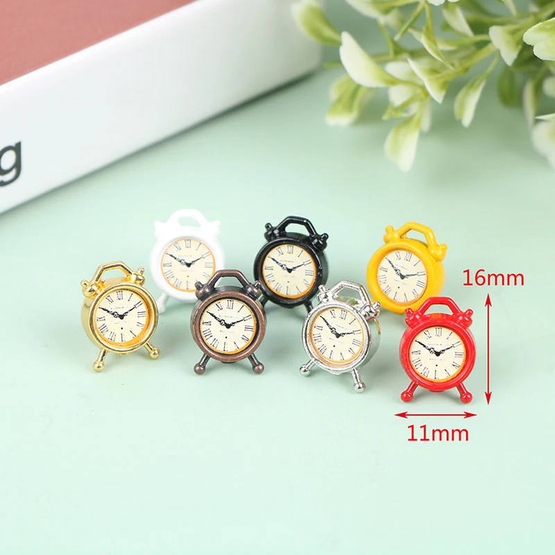 1:12 Scale 1pcs 6 Colors Alarm Clock Mini Home Decoration Dollhouse Miniature Toy Doll Kitchen Living Room Accessories