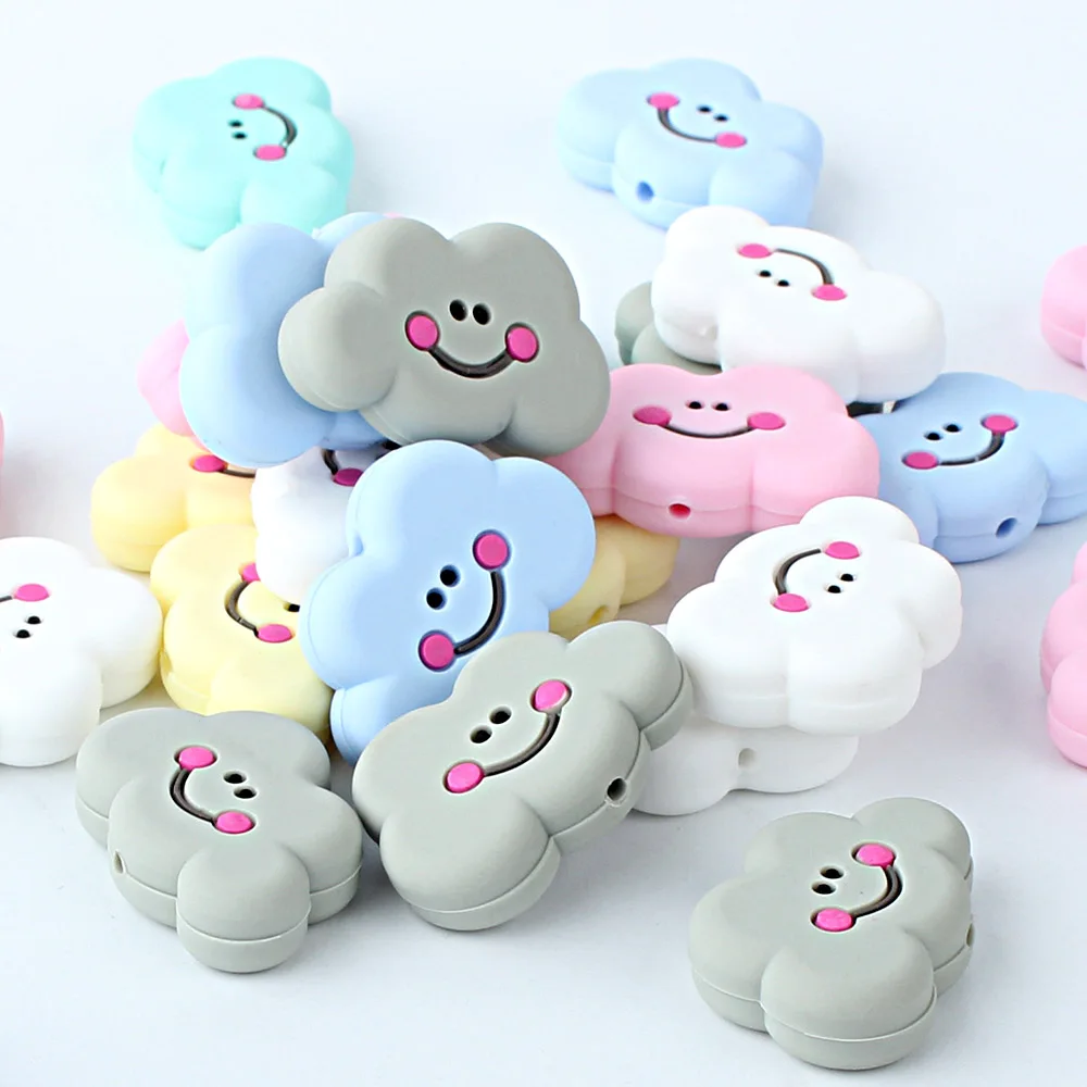 Keep&Grow 10pcs Perle Silicone Beads Clouds Silicone Teething Beads Rodents Silicone Baby Teethers DIY Teething Necklace Pendant