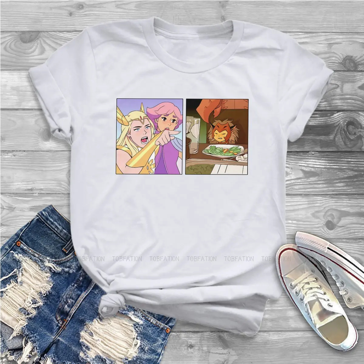 She Ra and the Princesses of Power Adora TV Women T Shirt Yelling At Catra Meme Female Tops Funny Tees Ladies 4XL Cotton Tshirt