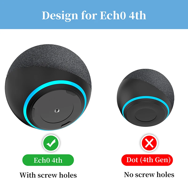 حامل حائط من PlusAcc لسماعات أمازون أليكسا إيكو 4 4th Gen موفر للمساحة مزود بمنفذ معدني للسماعات الذكية يخفي الأسلاك الفوضوية