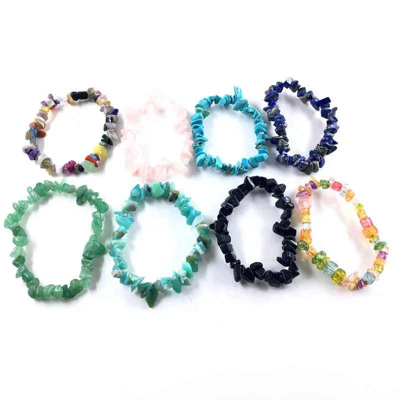 Handmade Stretch 7 Chakra Crystal Chip Bracelet Gravel Bracelet Irregular Natural Stone Charm with Elastic Rope Gift For Women image 3