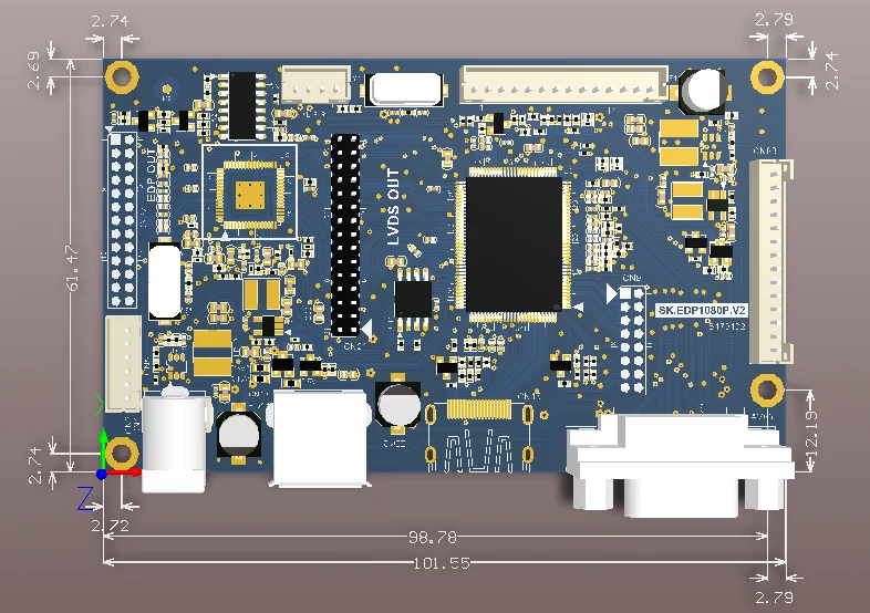 EDP لوحة للقيادة/LVDS لوحة للقيادة USB/VGA/HDMI إلى EDP لوحة للقيادة عالية الأداء V59 الحل