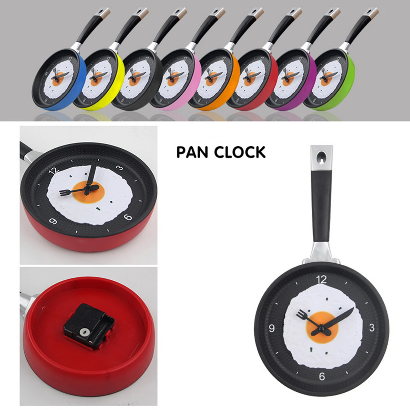 Modern Frying Pan Design Kitchen Wall Clock Silent Non-Ticking Wall Clock for Novelty Art Home Room Decoration