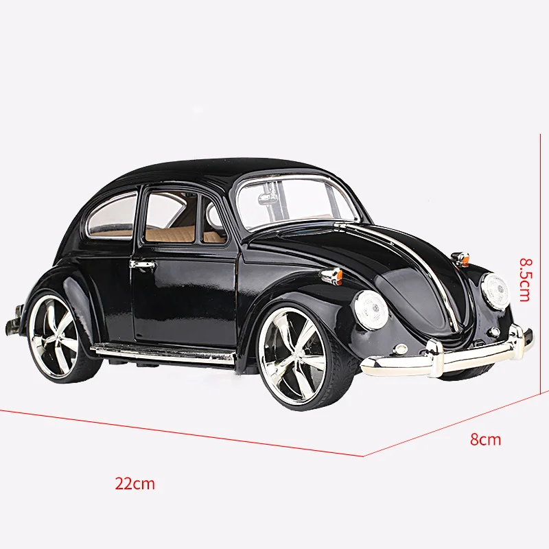 1:18 Classic Car Beetle Black Car Alloy Car Model Simulation Car Decoration Collection Gift Toy Die Casting Model Birthday gift