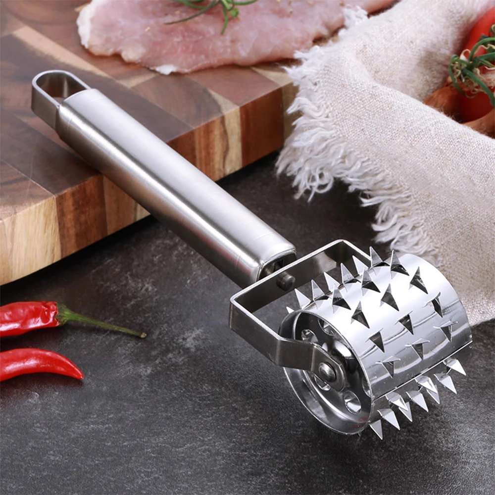 Stainless Steel Meat Loosener Kitchen Supplies Pork Beef Chicken Hammer Rolling Tenderizer Roller Head Household Tool