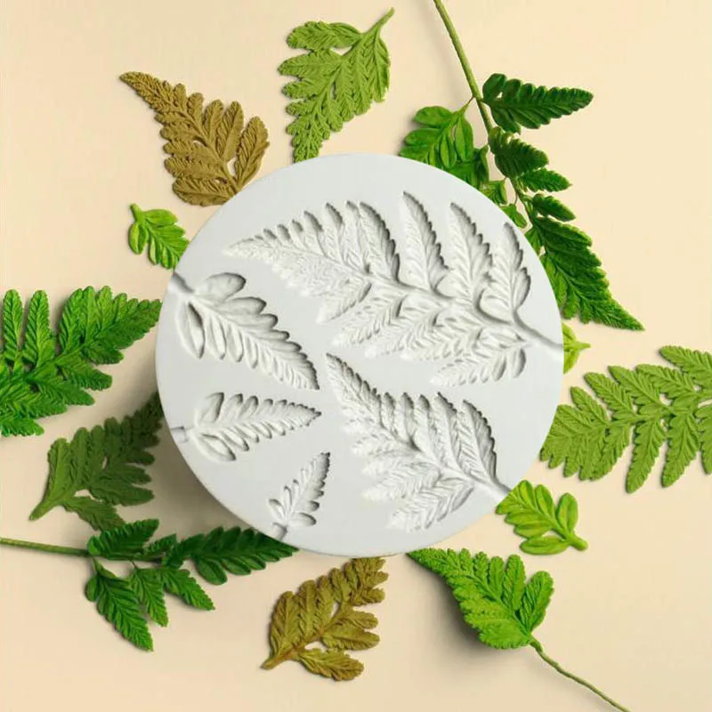 DIY Round Fern Leaf Modeling Liquid Silicone Mold Leaf Leaf Pendant Keychain Mold Fondant Soft Pottery Clay Epoxy Modeling Tool