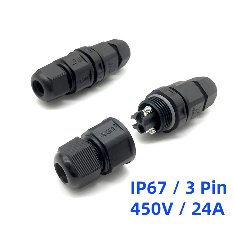 M20 Waterproof Connector 450V 24A 6-9mm 2 / 3 Pin Quick Press Cable Conector Outdoor IP67 Waterproof Cabl Connectors