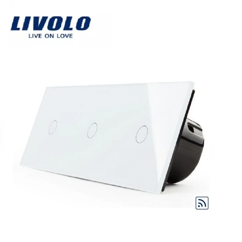 Livolo Remote Wall Switch,Triple Light Remote Function,220-250V VL-C703R-11/12,Crystal Glass Panel for Smart Home EU Standard