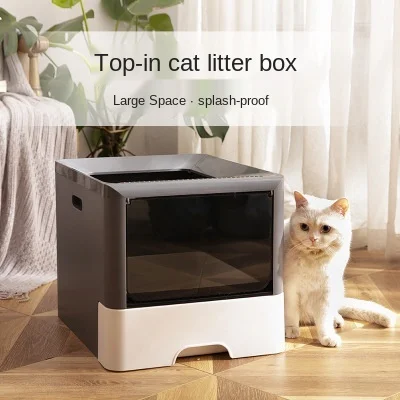 Cat Litter Box Top-entry Fully Enclosed Deodorant Drawer Type Cat Toilet Large Send Shovel To Prevent Splashing Pets FULLLOVE