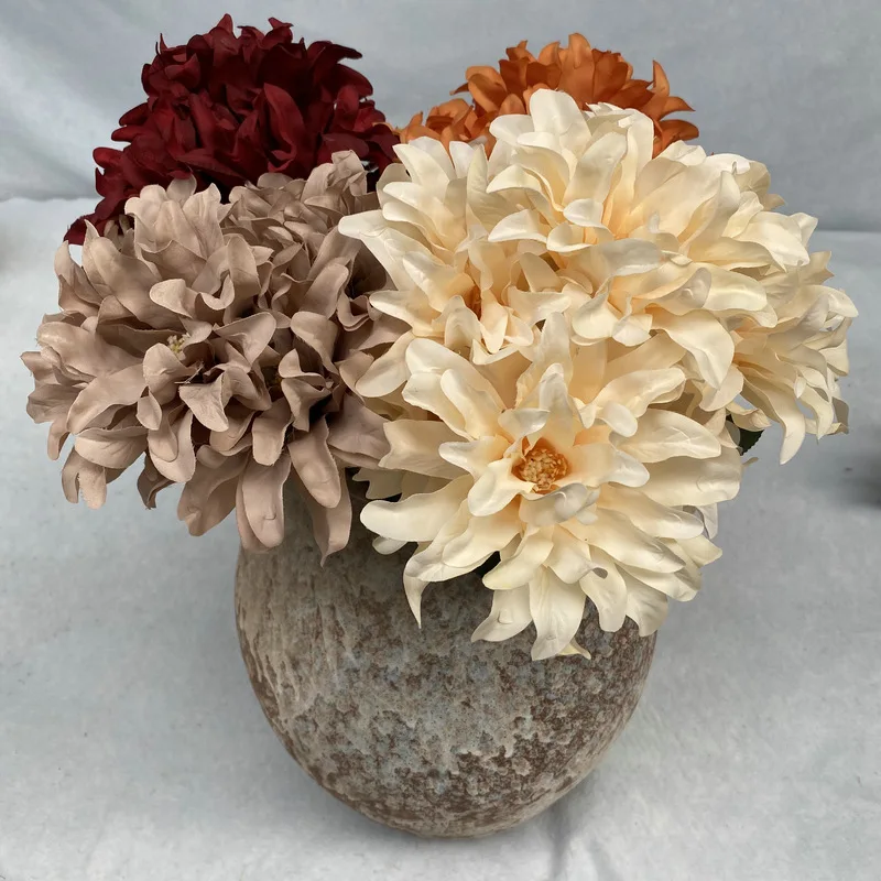 80cm D12cm Artificial Flower Dahlia Epiphyllum Brushed Cloth Large Flower Wedding Decoration Flower Bouquet Making Materials