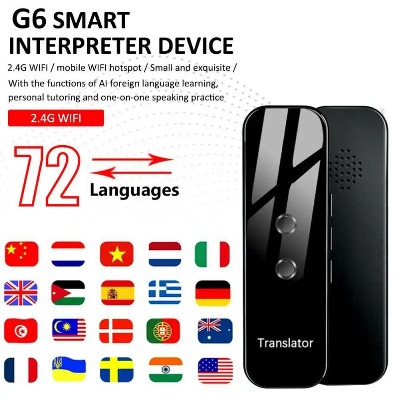 

G6 Smart Voice Speech Translator Two-Way Real Time 70 Multi-Language Translation For Learning Travelling Business Meet Portable