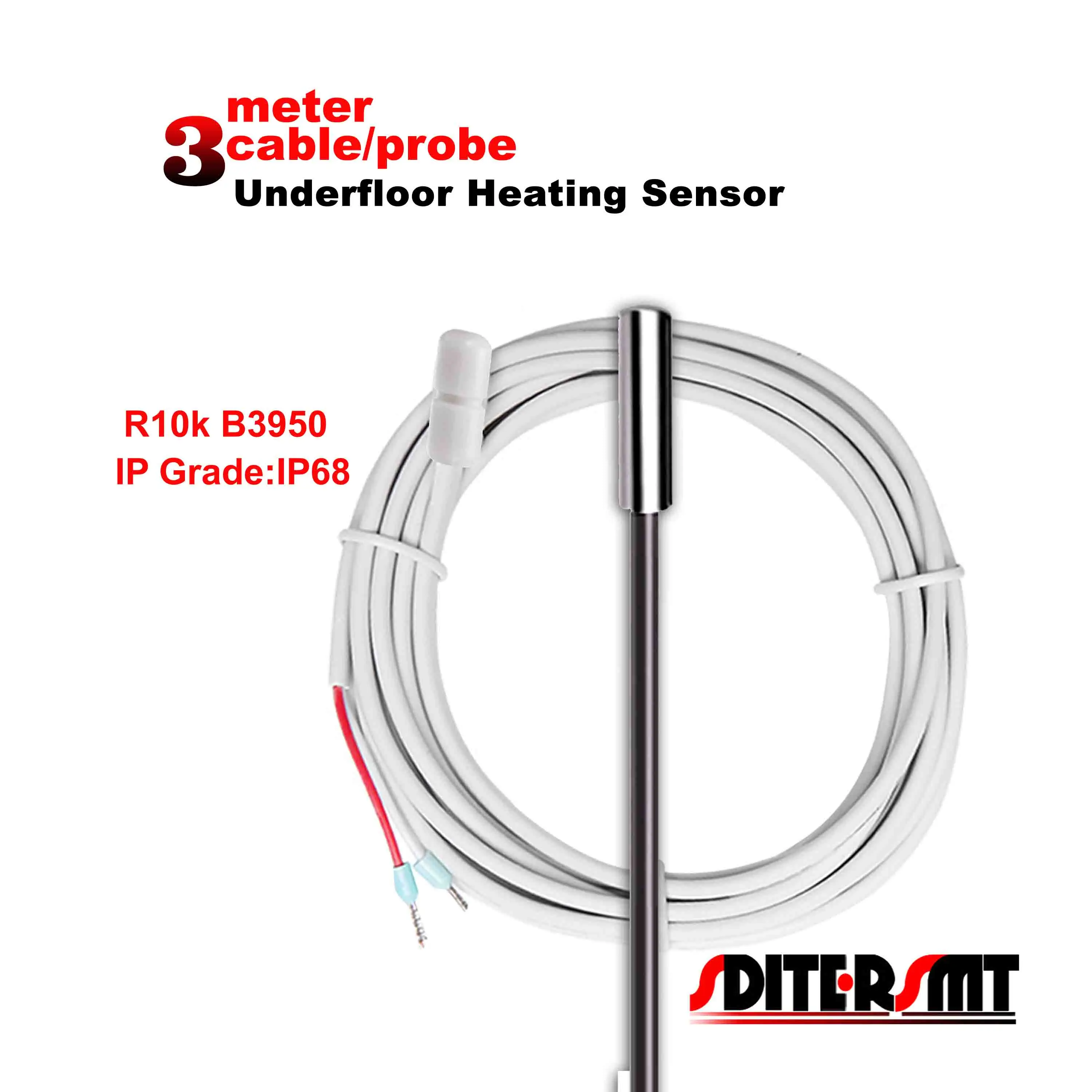 Cable 3M Floor Heating Thermostat Sensor For Probe R25 10K B 3950 Value White and Black Optional