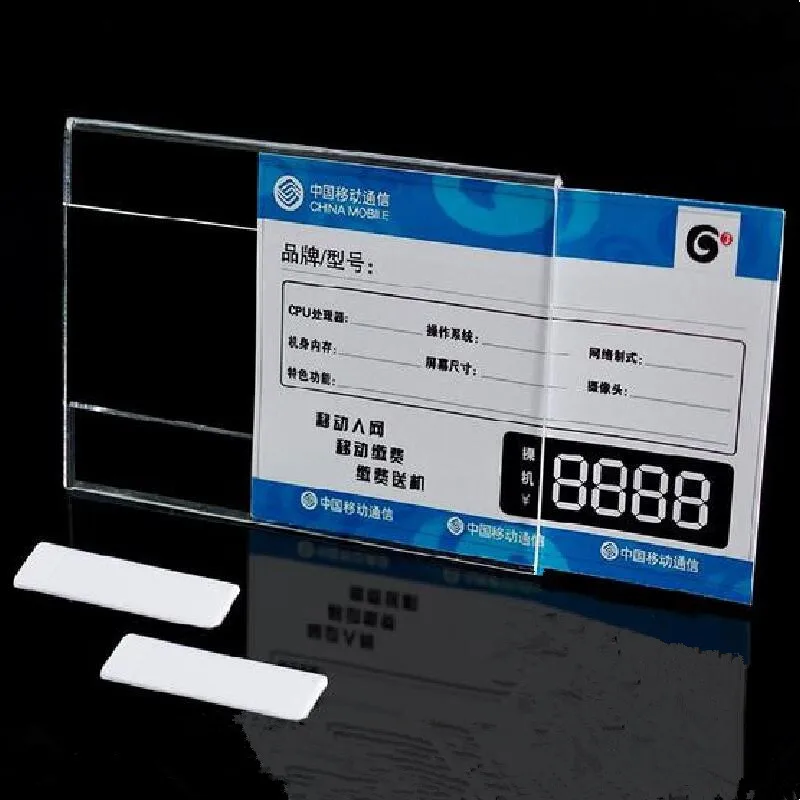 Plastic Price Tag Sign, Label Frame Display, Wall Sticker Paper, Advertising Promotion Name Card Holders, T1.3mm, 10Pcs