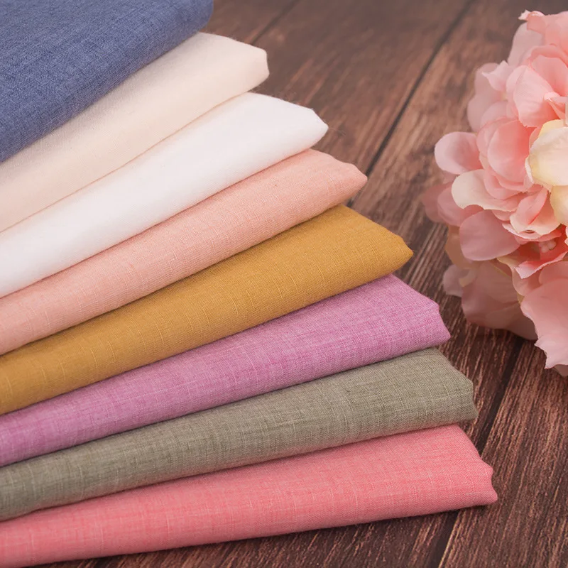 100x150cm Polyester Cotton Summer Thin Fabric Handmade Clothes Dress Bamboo Slub DIY Sewing Clothing