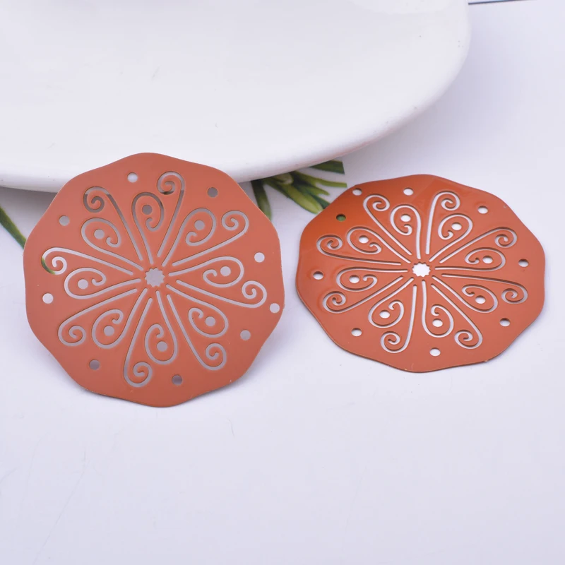 30 Stück AB6583 40mm Hellviolett-Orange Große Metallanhänger aus Messing Dünne Anhänger für Ohrringe – Detail 7