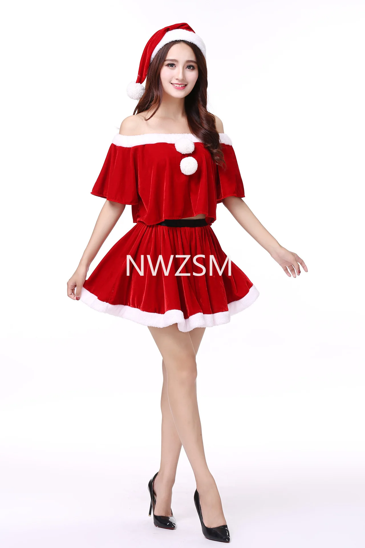 Fashion Miss Claus Dress Suit Women Christmas Fancy Party Dress Sexy Santa Outfits Hoodie Santa Claus Sweetie Cosplay Costumes