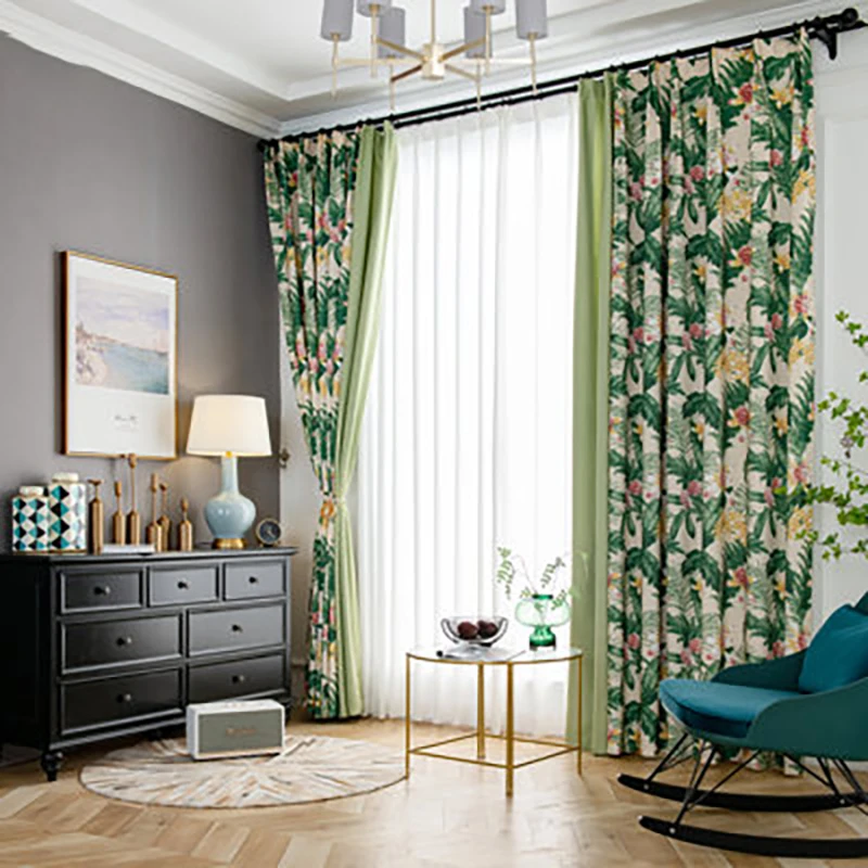 Rain Forest Blackout Curtains For Living Room шторы фатин Para Salon Cortinas Rideau Nordic Modern Minimalist American Plants