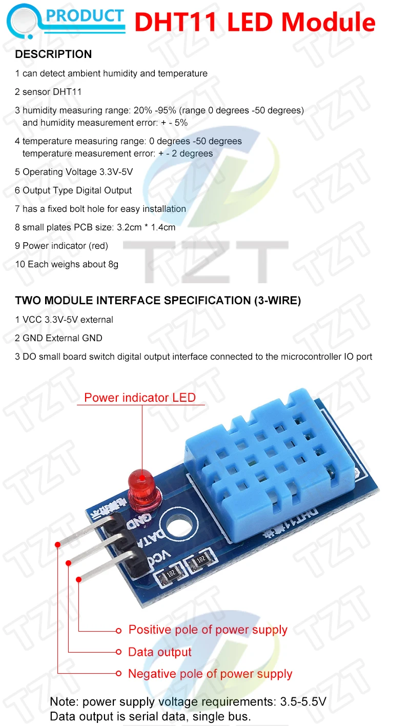 Digitale Temperatur- und Feuchtigkeitssensoren TZT DHT11 DHT22 AM2302 AM2301 AM2320 MW33 Sensor und Modul für Arduino elektronisches DIY – Detail 5