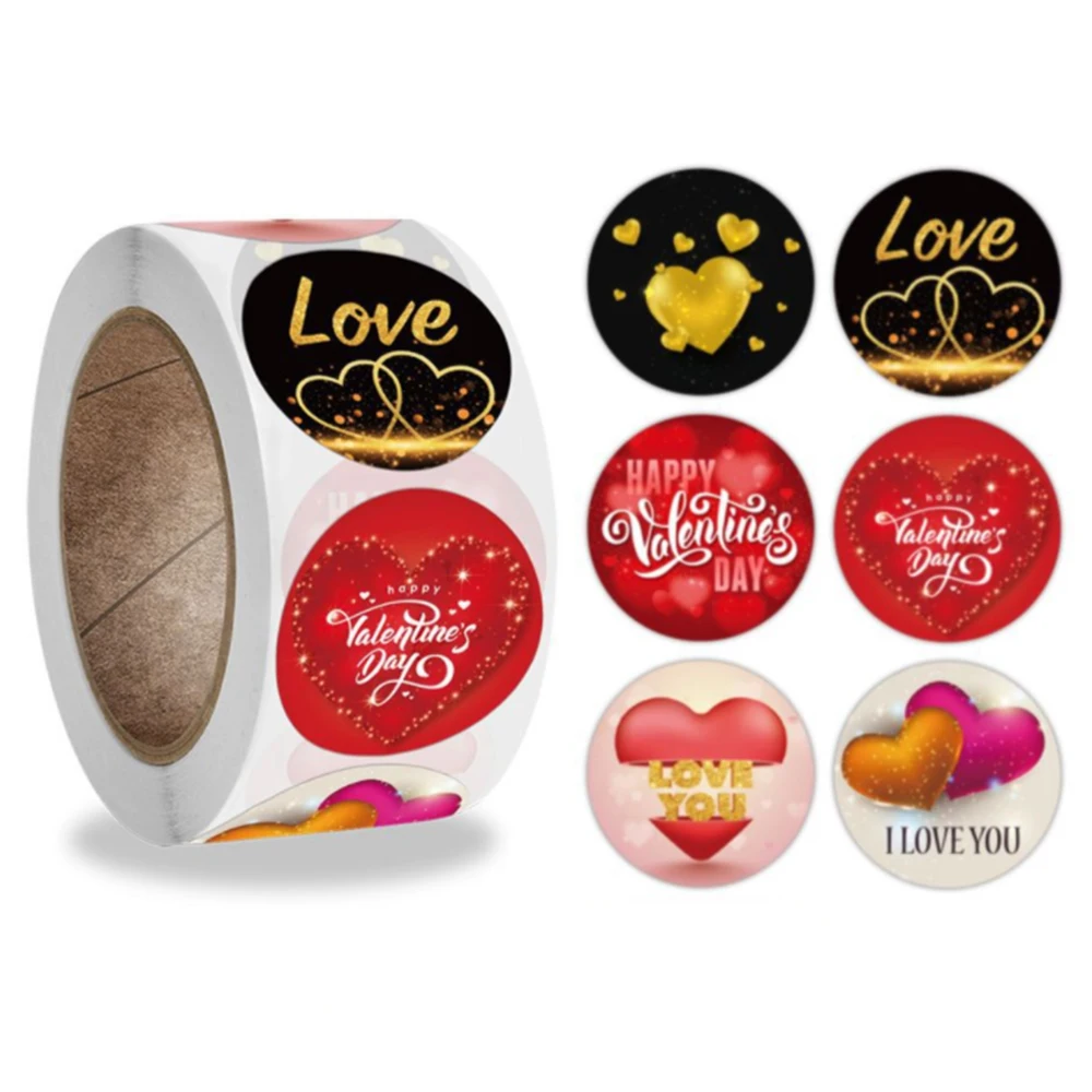 Red and Black Heart Decor Valentine's Day Gift Packing Roll Stickers For Wife Husband Girlfriend Boyfriend Gift Decor Stickers