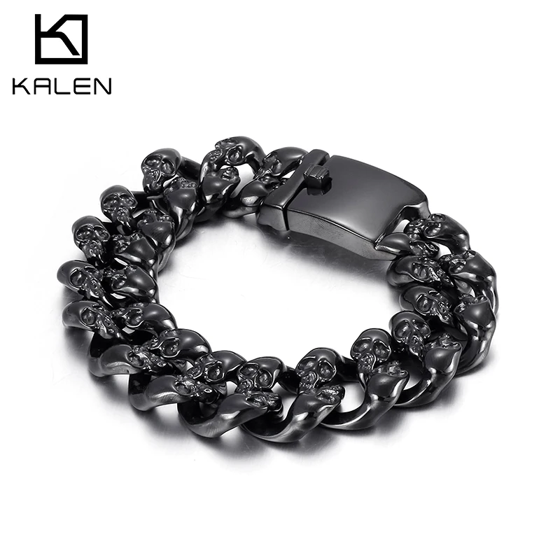 

Kalen Black Skull Accessories Trend Men's 316L Stainless Steel Bracelet Gift For Friend