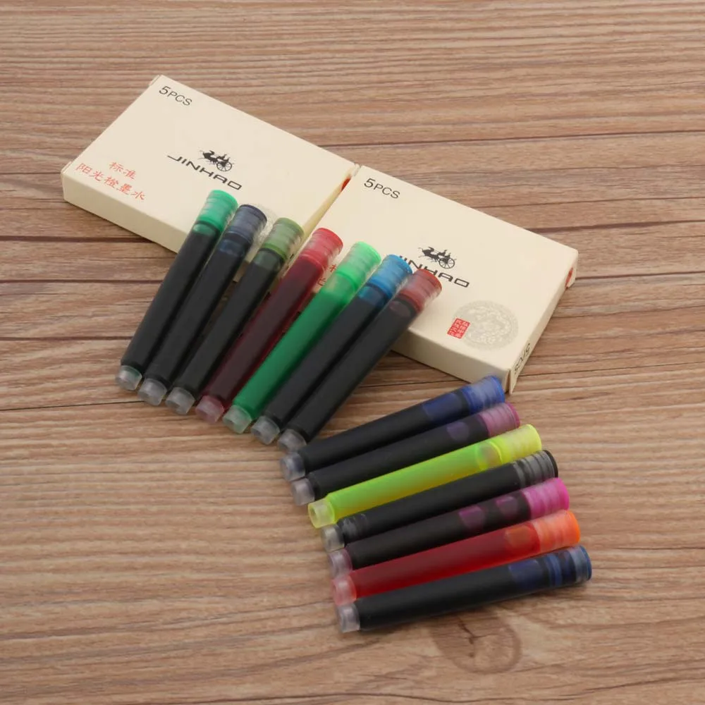 JINHAO 5pcs red green brown 2.6mm Cartridges Ink Refill Stationery Office School Supplies