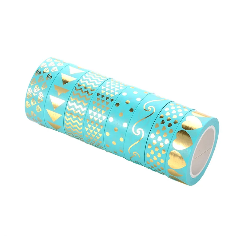 8pcs Mysterous Washi Tape Set 15mm Mint Green Color Diamond Wave Love Arrow 15mm Adhesive Masking Tapes Stickers Decoration F938