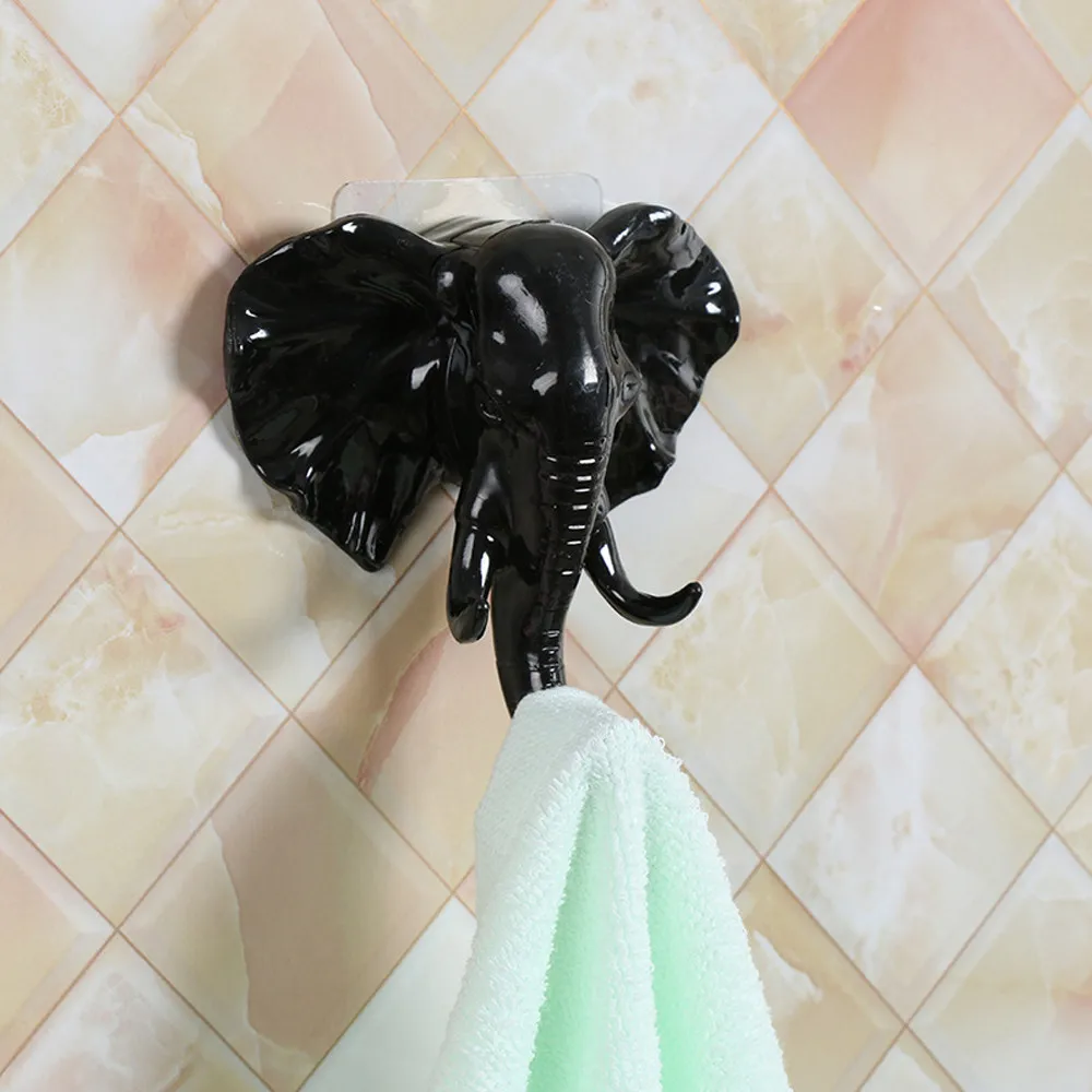 Hooks For Hanging Plastic Bathroom Towel Hanger Self Adhesive Creative Elephant Head Wall Door Keys Bags Sticky Holder