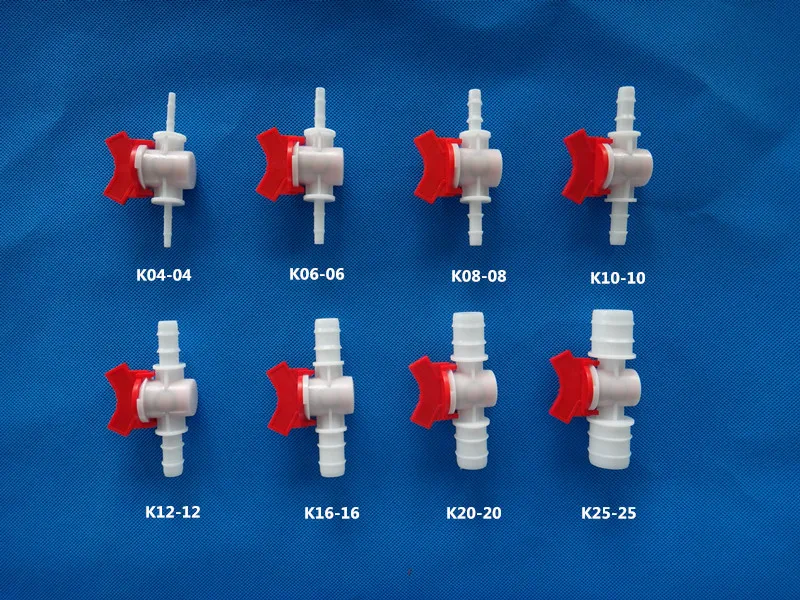 4mm 6mm 8mm 10mm 12mm 16mm 20mm Hose Barb Two Way Plastic Ball Valve Aquarium Garden Micro Irrigation Connector