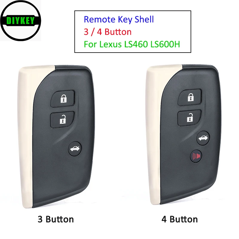 

DIYKEY Smart Remote Key Shell Case Replacement Fob 3 / 4 Button for 2013 2014 2015 2016 2017 Lexus LS460 LS600H