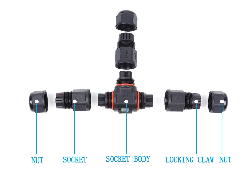 IP68 waterproof cable connector I-type/Y-type/T-type 2Pin 3Pin 4Pin 5Pin Electrical Terminal Adapter  LED Light Wire Connector