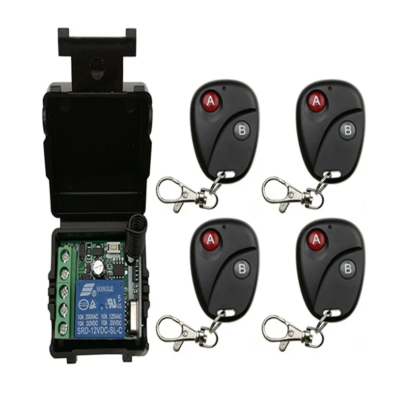 Mini Wireless RF Remote Control Light Switch 10A Relay Output Radio DC 12V 1 CH Channel 1CH Receiver Module +Transmitter