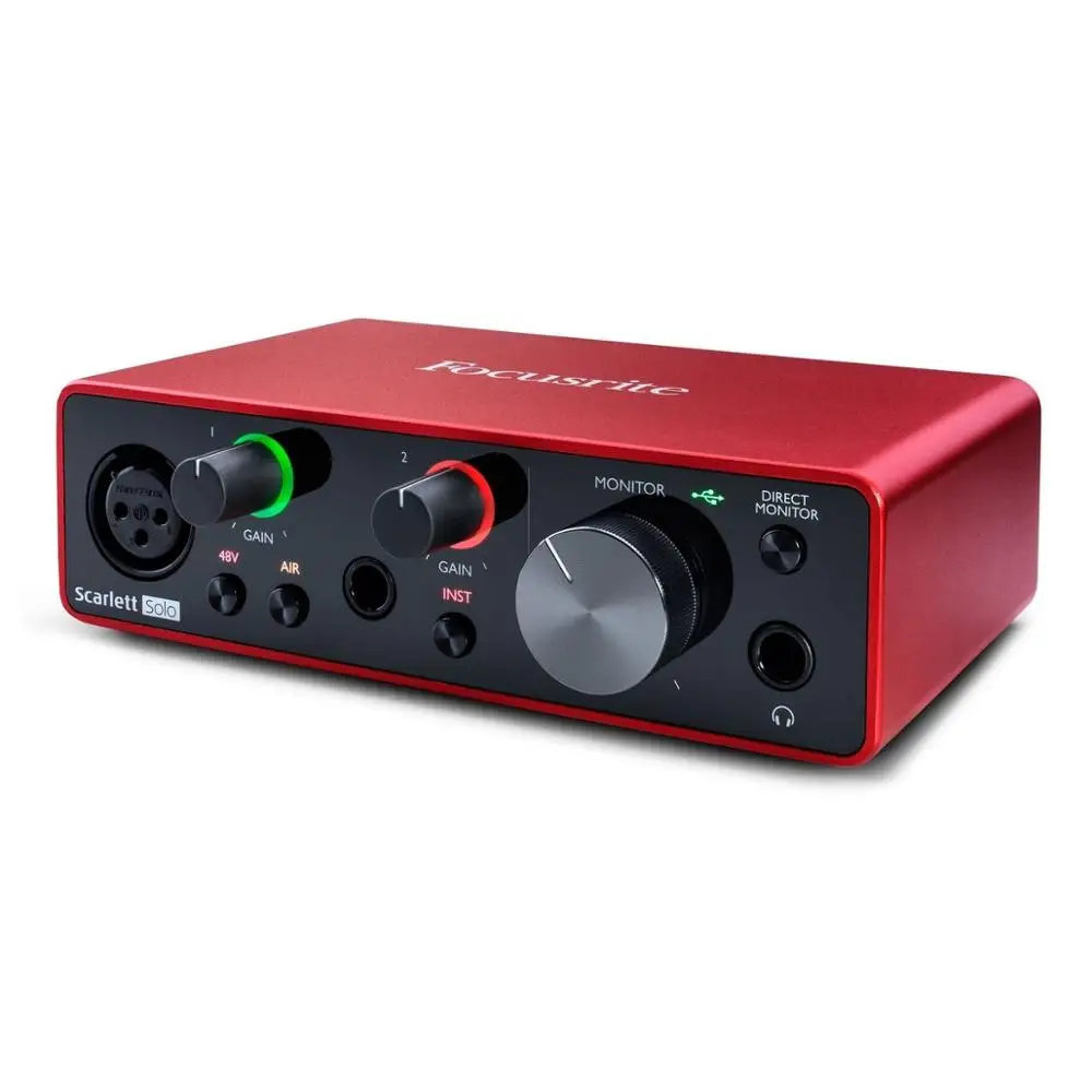 بطاقة صوت Focusrite Scarlett Solo 3rd gen مع محولات عالية الأداء للتسجيل والخلط حتى 24 بت / 192 كيلو هرتز