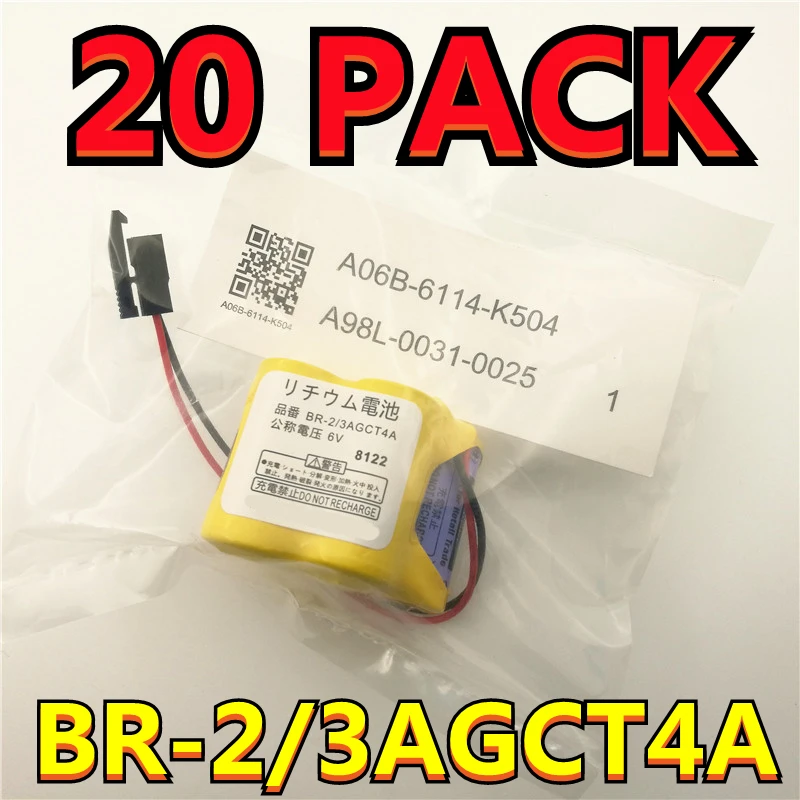 20 PACK Original NEW BR-2/3AGCT4A 6V 4400mAh PLC Battery With Black Belt Hook Plug