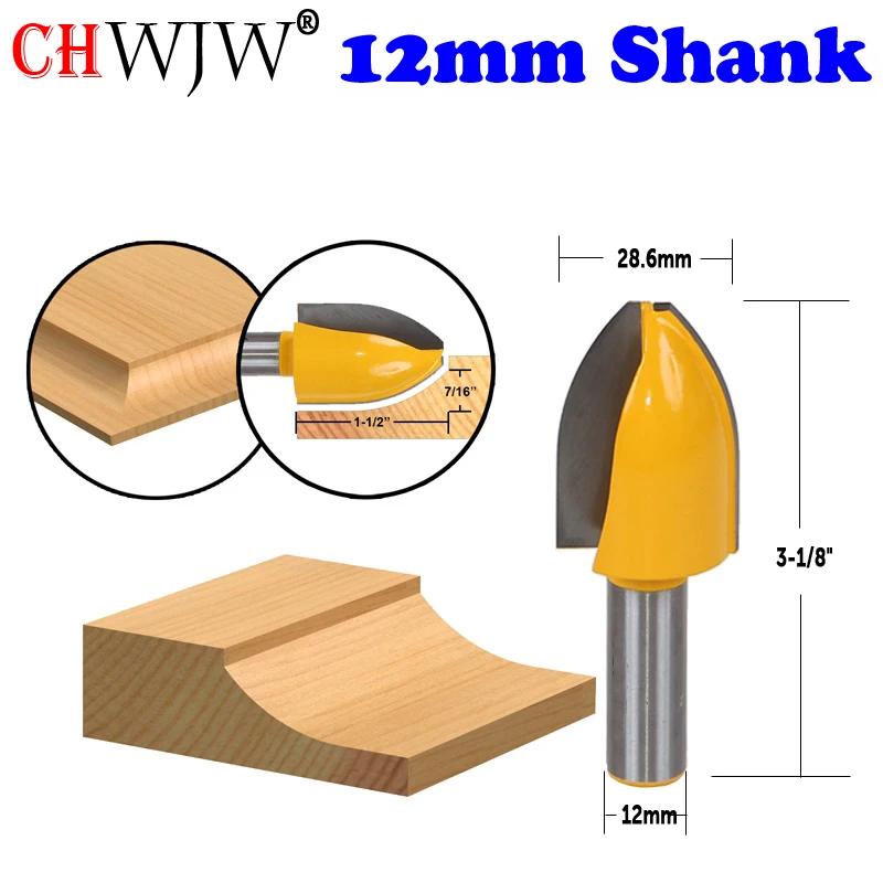 CHWJW 1PC 12mm Shank Panel Raiser Router Bit - Vertical - Ogee Bead - cutter woodworking bits wood milling cutter