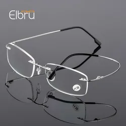 Elbru Ultralight TR90 di Titanio di Memoria Senza Montatura Occhiali Da Lettura Uomini e Donne Occhiali Presbiti Occhiali + 1.0 + 1.5 + 2.0 a + 3.5 + 4.0