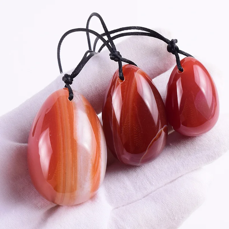 Natural Red Agate Yoni Egg Set Drilled Crystal Eggs Vaginal Tightening Crystal Ball Kegel Exercise Exerciser Vagina Massager