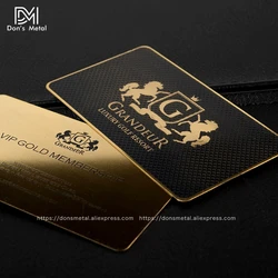 Gold hollow stainless steel business card and black membership card stainless steel metal business card