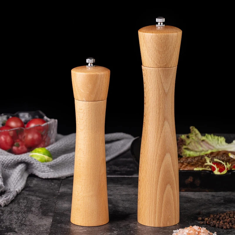 2 Size Large Bamboo Wooden Pepper Mill Salt Grinder Professional Pepper Mill 8