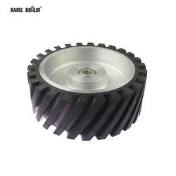 200*75mm Serrated Rubber Contact Wheel Dynamically Balanced Belt Grinder Backstand Idler Wheel