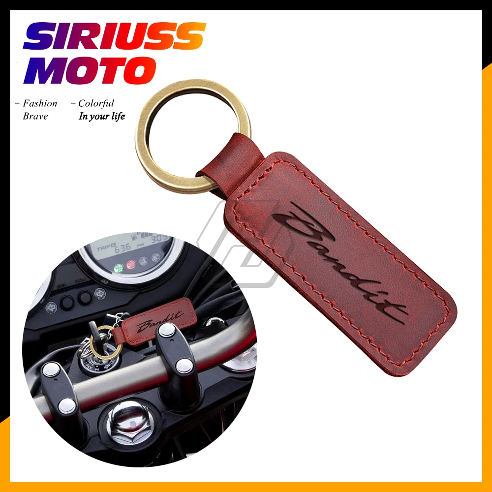 Motorcycle Cowhide Keychain Key Ring Case for Suzuki Bandit 150 400 1200 1250 1250S Key