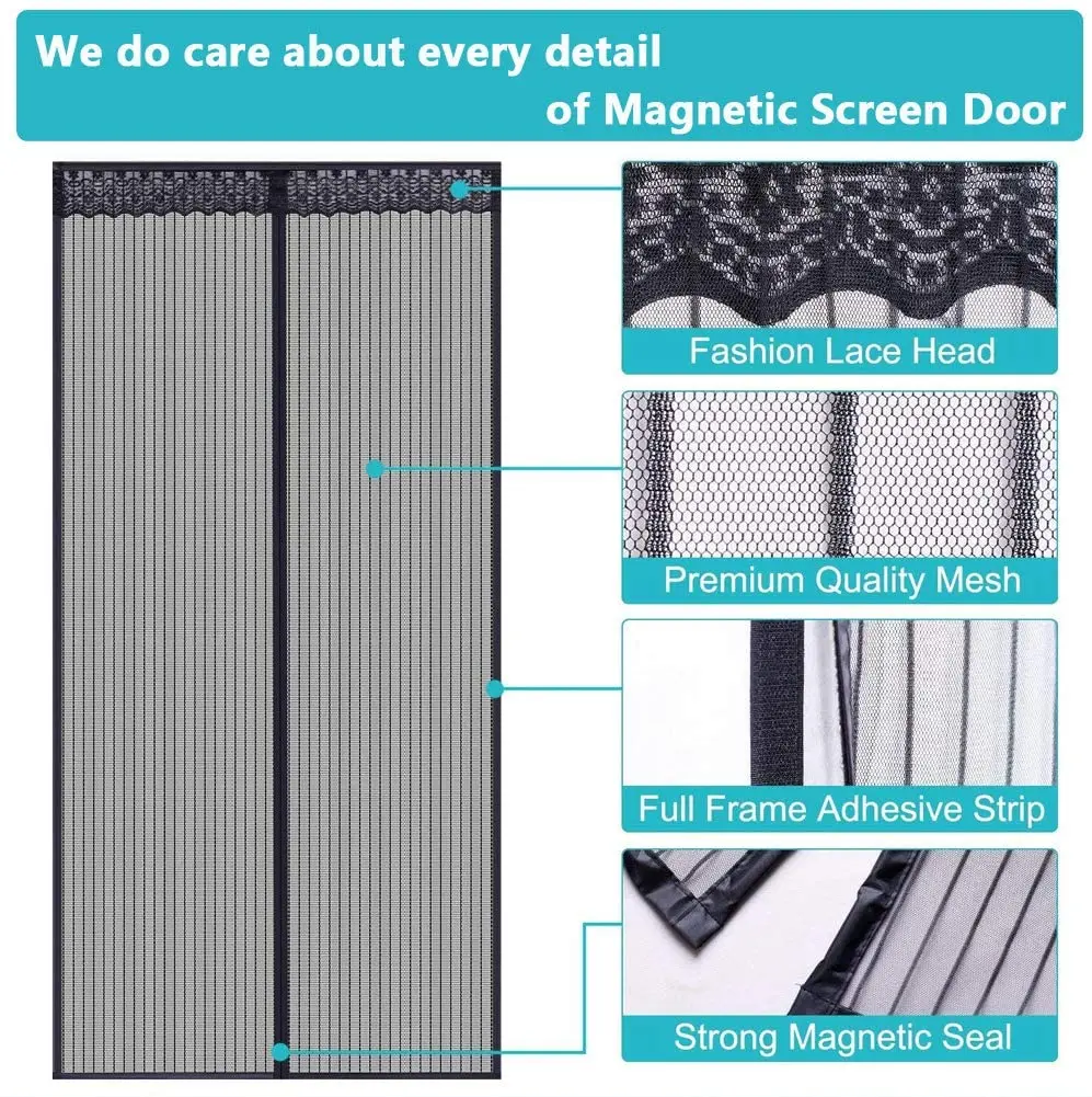 High Quality Magnetic Mesh Summer Anti-Mosquito Curtains Encryption Mosquito Net On the Door Magic Magnets Screen Door Curtain