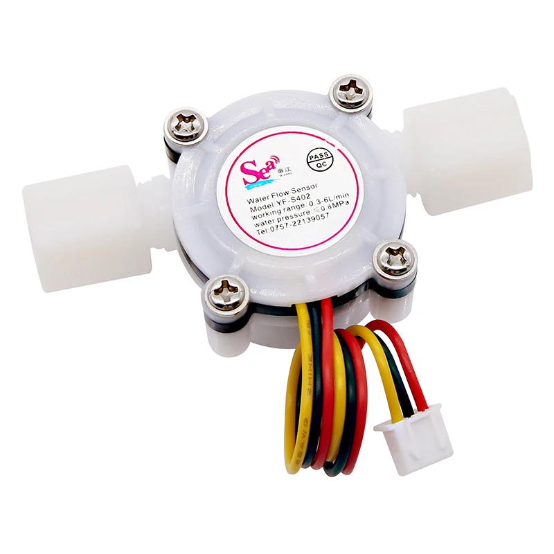 1 Pcs G1/4 Hall Effect Liquid Water Flow Sensor Switch Flowmeter Counter DC5V 0.3-6L/min White YF-S402 0.8MPa