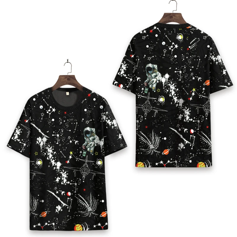 Astronaut pattern 3d digital printing hip hop short sleeve t shirt Summer high-quality soft comfortable luxury t shirt men S-6XL