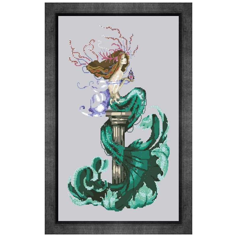 Chasing dreams mermaid cross stitch kit aida fabric 18ct 14ct 11ct silver canvas cotton thread beads embroidery craft set