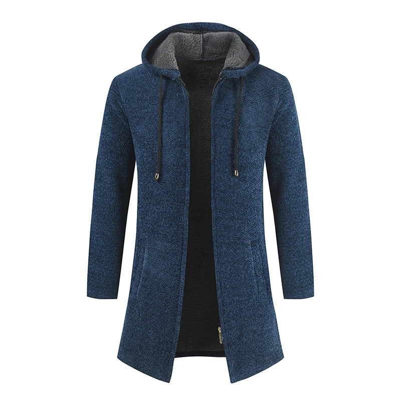 

Winter Men's Slim Sweaters Men Fleece Cardigan Hoodie Casual Long Hooded Sweater Thick Warm Sweatercoat