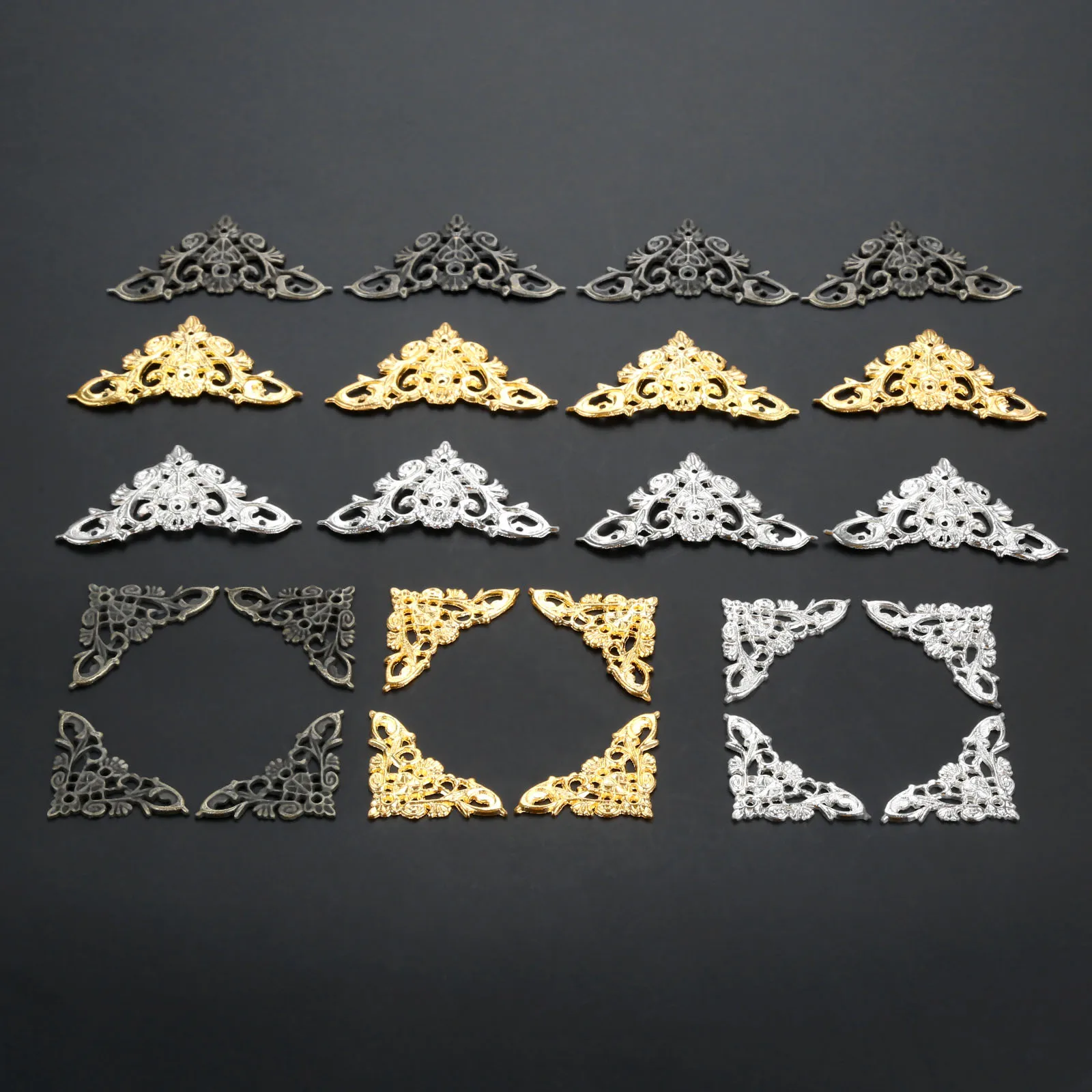 4Pcs Antique Brass Edge Corner Protector Bumper Guard Jewelry Box Decor Box Album Feet Leg Corner Protector Corner Brackets - view 4
