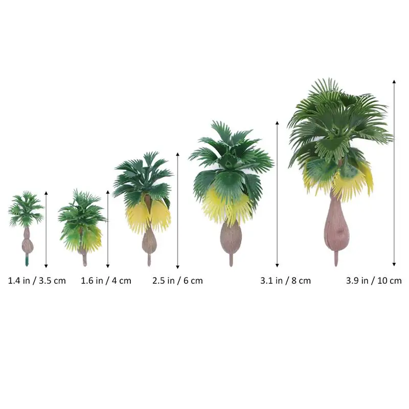 15pcs Model Train Palm Trees Tropical Forest Landscape Train Railroad Architecture Diorama Tree Decor Artificial Plant Accessory