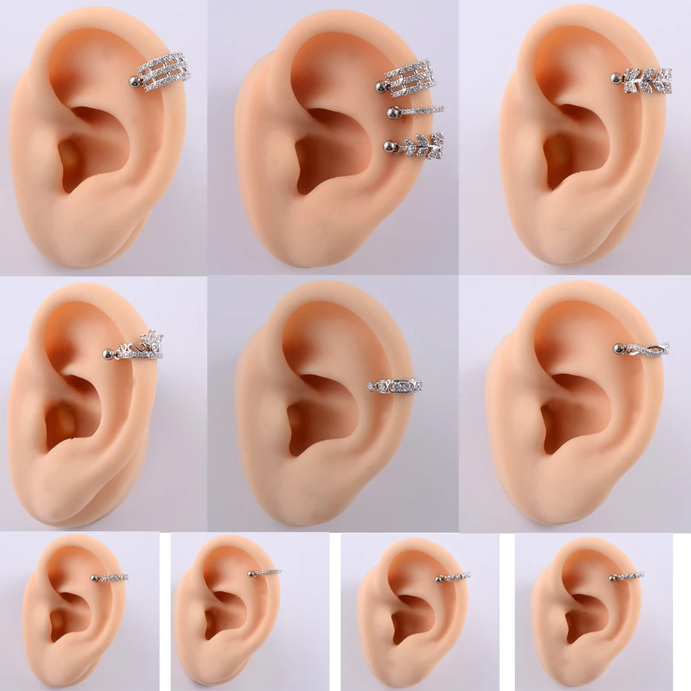 1Pc Ear Helix Tragus Cartilage Barbell Piercer Daith Rook Lobe Rings Earrings With CZ Septum Hoop Ring  20gX8mm Body Jewelry